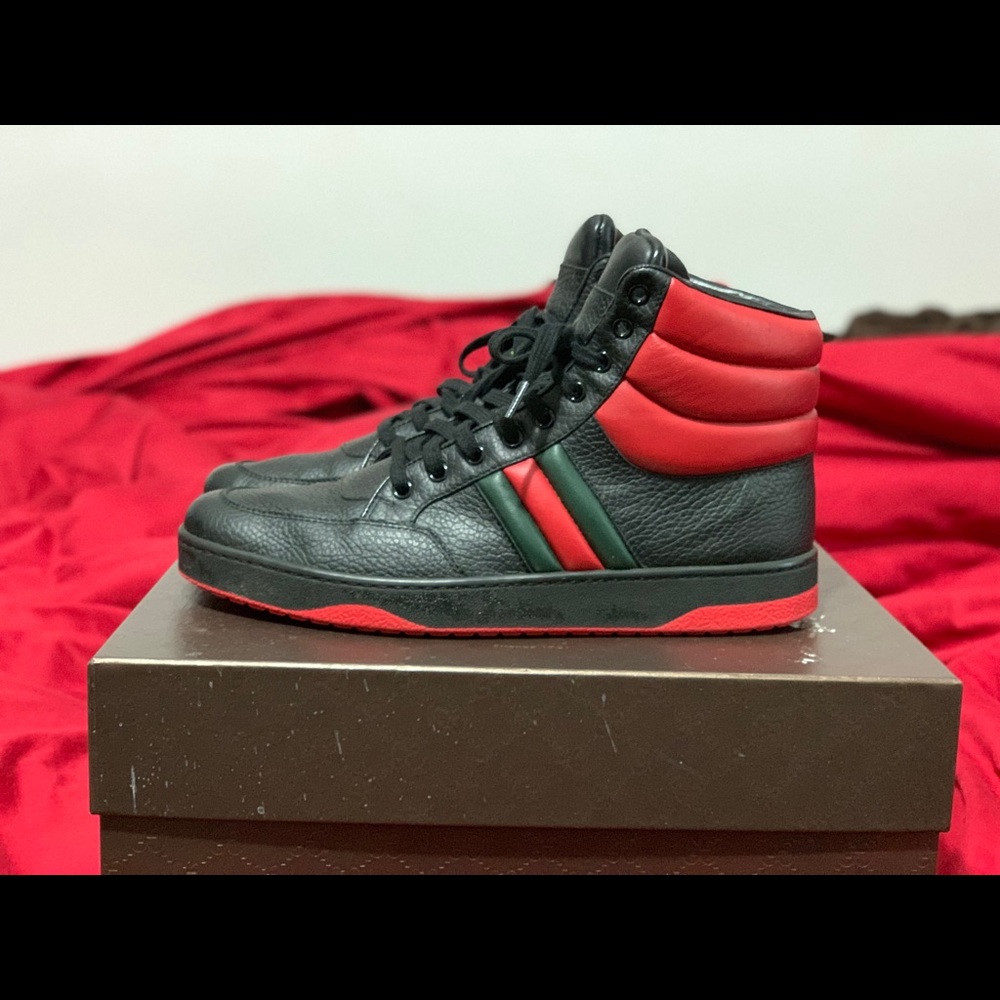 Authentic Gucci High Top Men's Sneakers Black